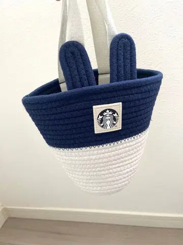STARBUCKS 토트백 보름달 토끼 네이비/화이트