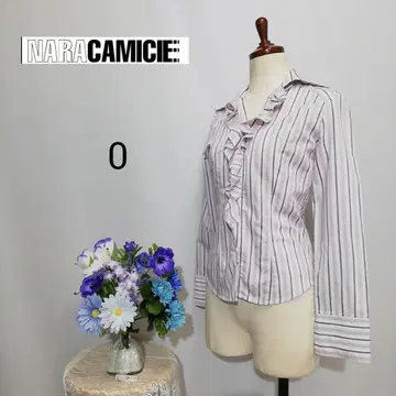 나라 까미체 극상 새상품급 퍼플색 계열 스트라이프 패턴 S 사이즈 코튼
