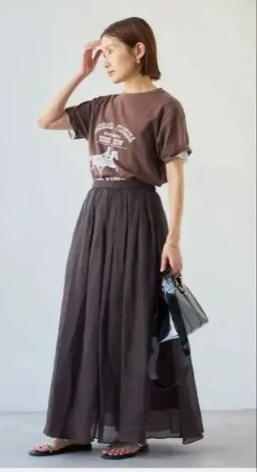 라미 개더 롱 스커트 블랙 A