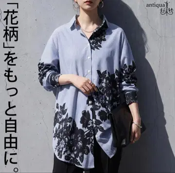 안티카 스트라이프 패턴 꽃무늬 면 100 셔츠