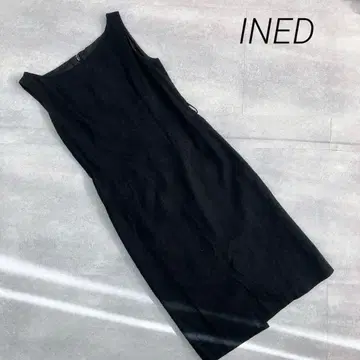 새상품급 이네드 INED 슬리브리스 원피스 블랙 벨트 구멍 포함 L 빅
