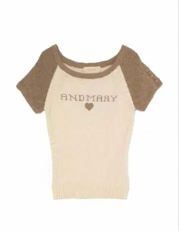 andmary Mary 로고 래글런 탑 브라운