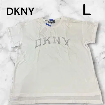 DKNY JEANS 티셔츠 L 화이트 큐빅 로고 택 포함 새상품