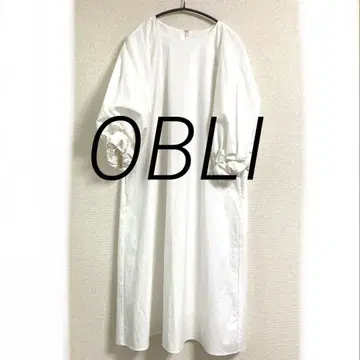 obli 퍼프 슬리브 코튼 원피스 S 화이트 택 포함 미사용 새상품