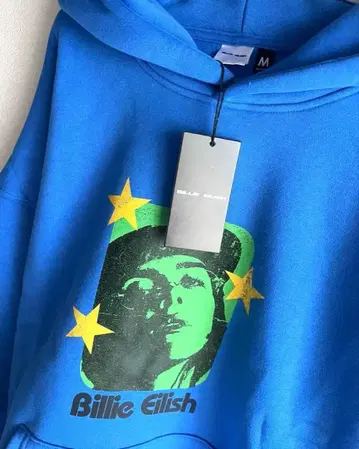 새상품 Billie Eilish 후드티 M 파랑 해외 귀여운 빌리