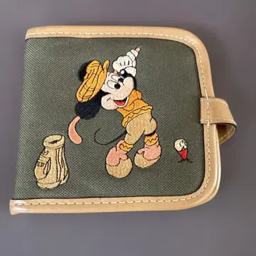 레트로 레어 Disney 미키마우스 접이식 지갑 골프 자수