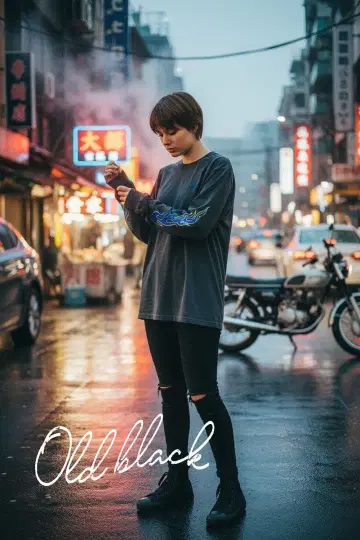 연휴 마지막 오늘 23시까지! 블랙 블루 신색상 L 사이즈 프레임 슬리브 TEE