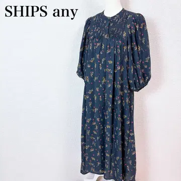 SHIPS any 롱 원피스 플라워 프린트 네이비