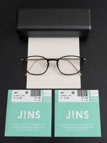 보증서 있음 도수 없음 JINS 안경 UUF-25S-204AP 블랙 골드