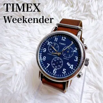 작동품 TIMEX Weekender 크로노그래프 INDIGLO 정품 가죽