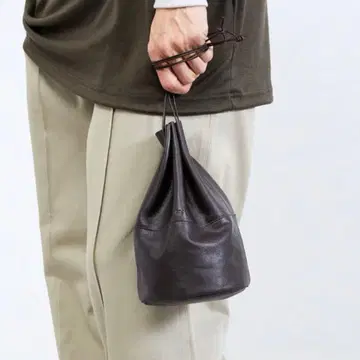And A 소가죽 복조리 백 버킷백 s 다크 브라운