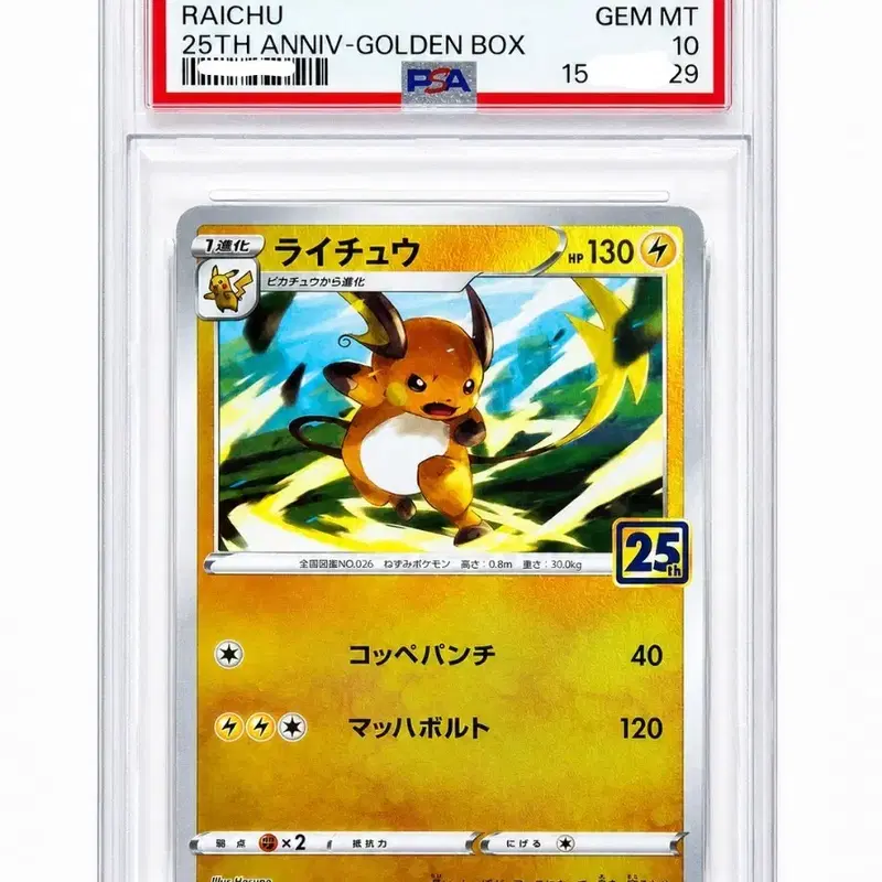 포켓몬카드 PSA 10 (GEM MT) / 라이츄 25주년 골든박스 / 일본판