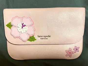 케이트 스페이드 하와이 한정판 히비스커스 모티브 가죽 플랩 파우치