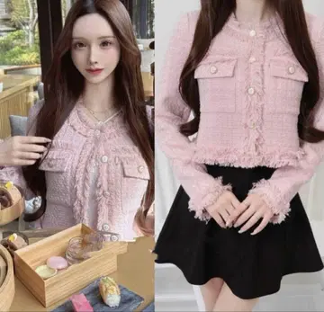 [ 완판템 ] 루미뇽 Papillon tweed fringe jacket