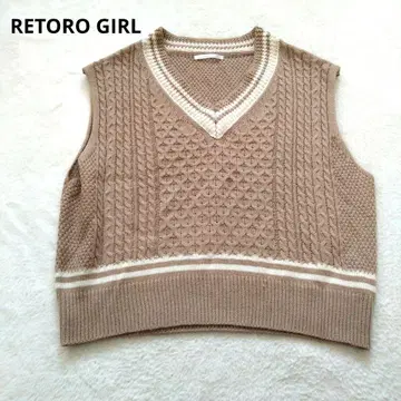 RETORO GIRL 니트 베스트 칠드런 베이지 V넥 M