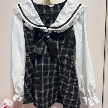 양산형 세일러 카라 체크 셋업 majoretty 블랙 시마무라