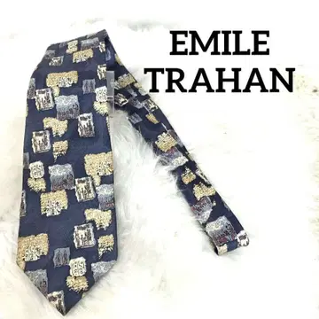EMILE TRAHAN 에밀 트라한 네이비 이집트 벽화 넥타이