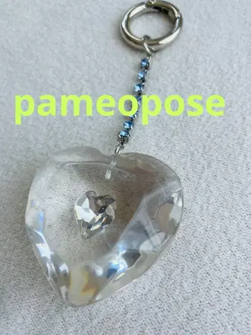 PAMEOROSE 박스 포함 하트형 클리어 참 블루 큐빅 한국 y2k