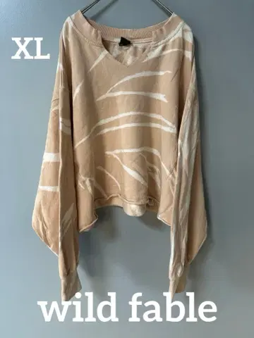 크롭 맨투맨 XL 타이다이 패턴 컷오프 베이지
