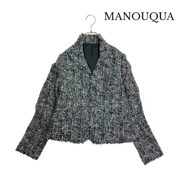 11T399 MANOUQUA 트위드 프린지 세레모니 자켓 M