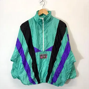 90s 나일론 자켓 올 패턴 멀티 컬러 빅 실루엣 레트로 구제 의류