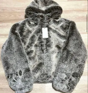 ZARA 인조 모피 후디 자켓 브라운 XL 사이즈