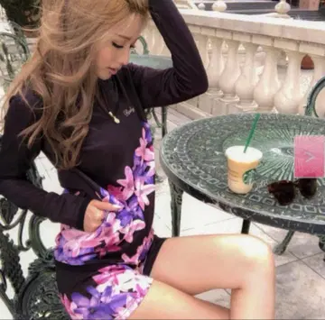 Rady 플라워 무늬 집업 후드티 블랙 F 셋업