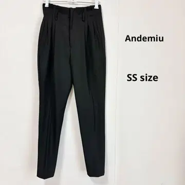 Andemiu 턱 테이퍼드 팬츠 SS 블랙 하이웨스트 슬랙스