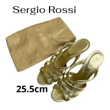 Sergio Rossi 골드 뮬 샌들 수납 가방 포함