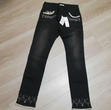 새상품 axes femme 자수 레이스 데님 파기스 샹들리에