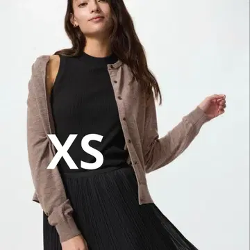 유니클로 메리노 크루넥 가디건 브라운 XS