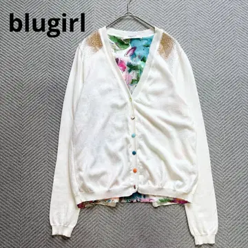blugirl 블루걸 플라워 안감 가디건 화이트 코튼 M