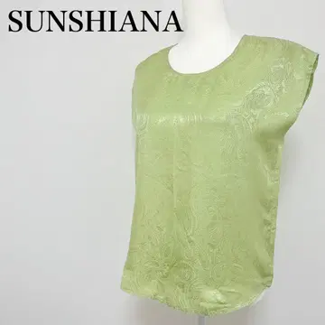 SUNSHIANA 페이즐리 무늬 상의 탱크탑 광택 얇은 소재 실크