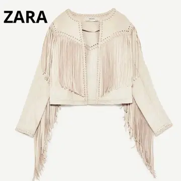 컨디션 최상 ZARA 자라 프린지 스웨이드 자켓 베이지