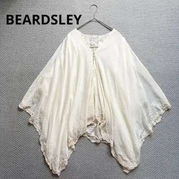새상품급 BEARDSLEY 레이스 트리밍 가디건 블라우스 실크 혼방 자수