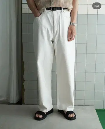 awasa denim 5 pocket wide pants white