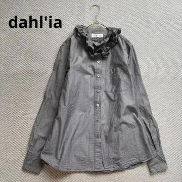새상품급 dahl'ia 달리아 프릴 칼라 블라우스 긴팔 다크 그레이 F