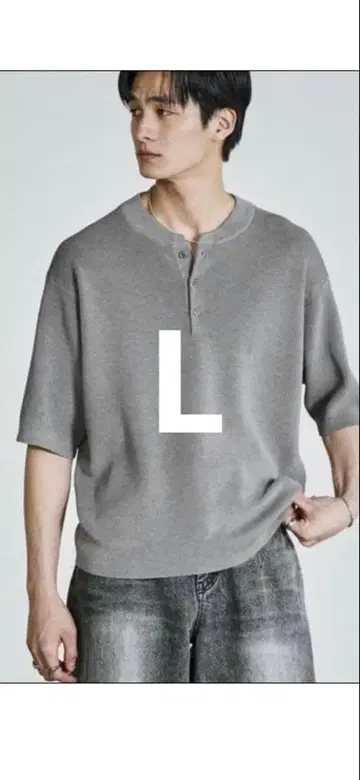 WYM LIDNM AZE H/S KNIT HENLEY 그레이