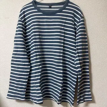 UNIQLO 보더 긴팔 티셔츠 XL 블루