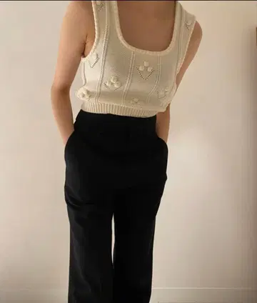 마메쿠로구치 Bubble Pattern 민소매 니트