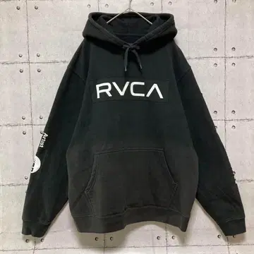 RVCA 루카 ANP 후드 맨투맨 가슴 소매 로고 블랙 M 스트릿