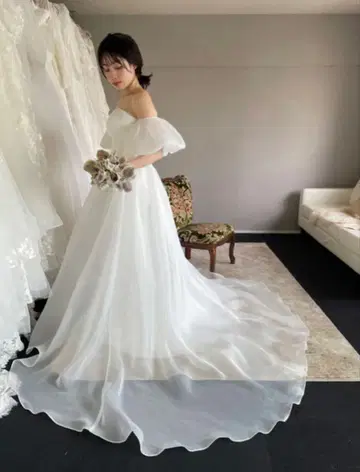 드레스 프로덕션 오프숄더 퍼프 슬리브 드레스 (W307WH) S