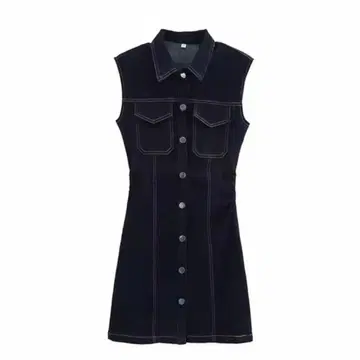 ZARA 데님 원피스 블루 Z1975 드레이프 미니 데님 원피스