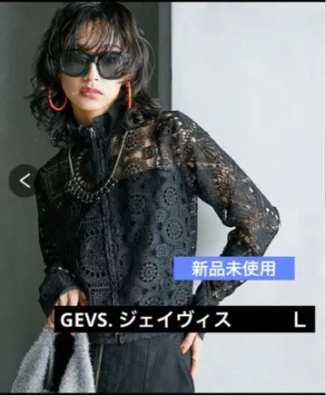 미사용 새상품 제이비스 2WAY 레이스 크롭 블라우스 블랙 L