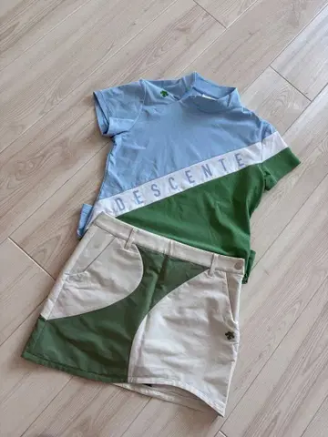 DESCENTE 골프웨어 피케 셔츠 + 스커트 세트 XL O 사이즈