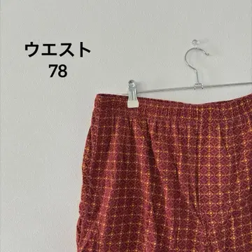 [ XL ] 숏팬츠 스트레이트 밑단 올 패턴 빨간색 코튼 홈웨어 루즈핏