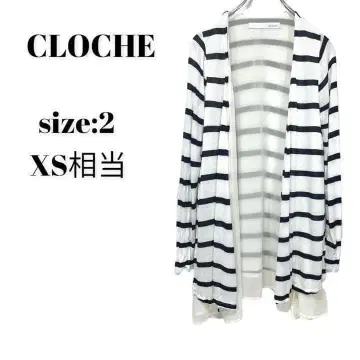 크로셰 CLOCHE 가디건 보더 무늬 시스루 스타일리시 자외선