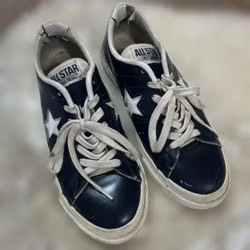 Converse All Star 가죽 로우컷 네이비 일본제