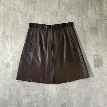 D457 USA제 SEA 미니 스커트 램 가죽 A라인 프론트 척
