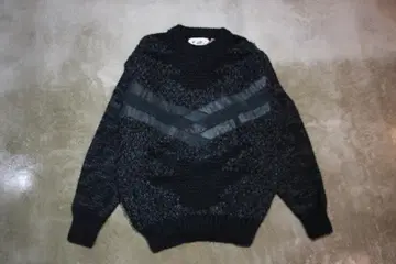 80s korean vintage acrylic leather knit